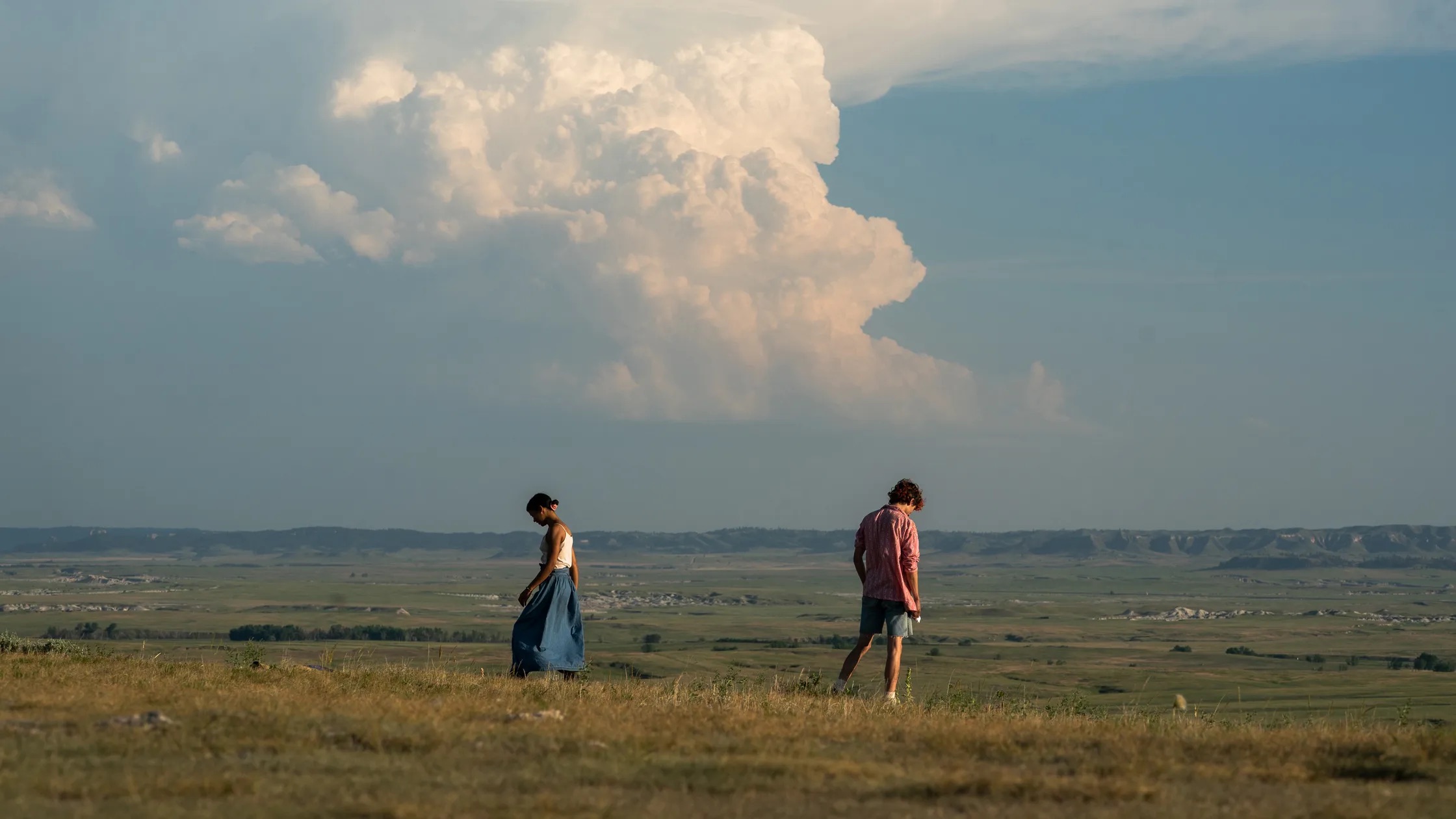 still from the film bones and all containing two people standing apart from each other